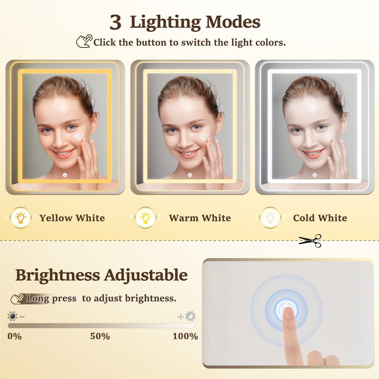 EnHomee Vanity Desk with Mirror and Lights, 43" White Makeup Vanity Desk with 5 Drawers & 2 RGB Glass Cabinets, Adjustable 3 LED Lights for Bedroom, Farmhouse Dressing Table for Women EnHomee