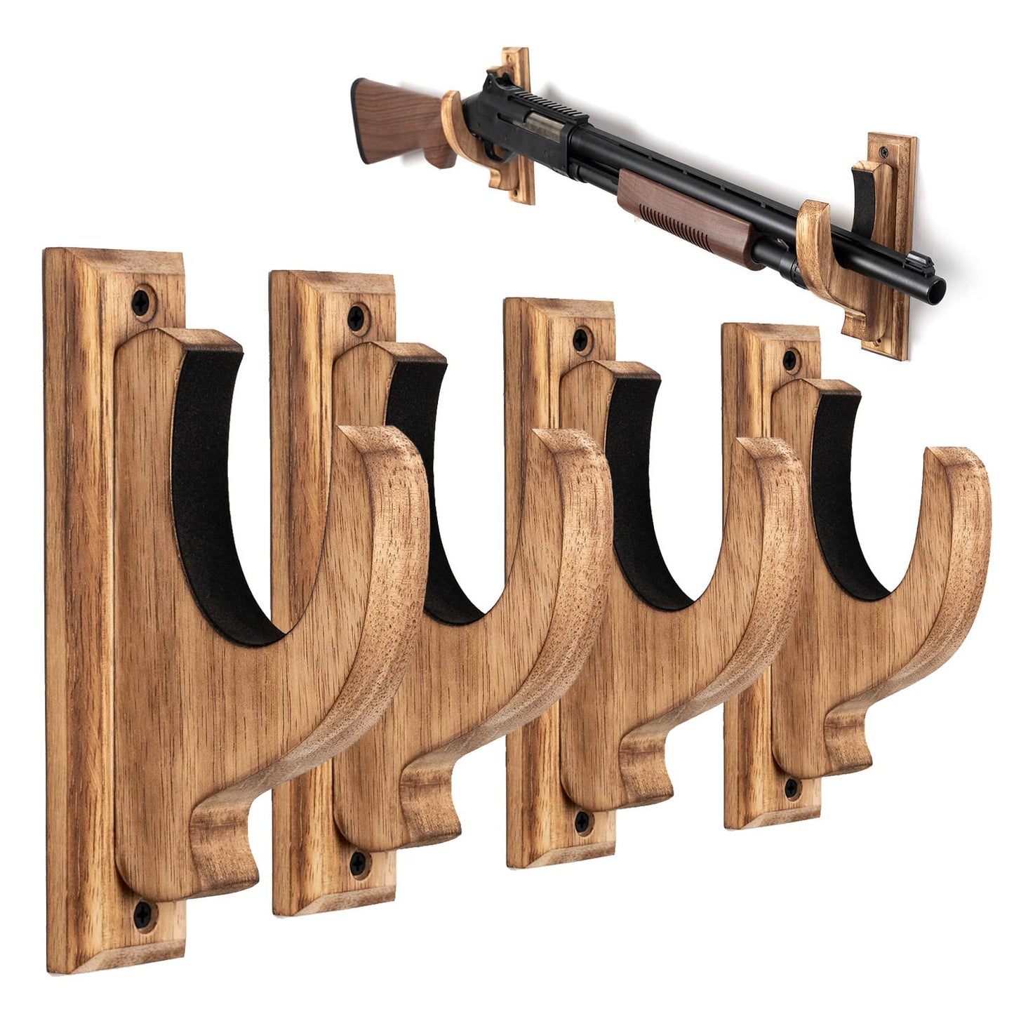 DGWJSU Gun Rack Wall Mount, Solid Wood Gun Racks for Wall Hold Up & Display Shotgun Rifle Sword Bow Firearm, Real Hardwood Gun Wall Hangers - WoodArtSupply