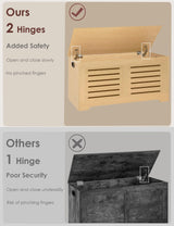 DINZI LVJ Storage Chest, 39.4”Wooden Storage Box with 2 Safety Hinges, Entryway Shoe Bench with Flip-Top, Farmhouse Style Trunk for Living Room, Bedroom, Play Room, Easy Assembly, Natural DINZI LVJ