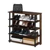 Furinno Turn-N-Tube 5 Tier Wide Shoe Rack, Amber Pine/Black Furinno