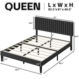 Fluest Queen Bed Frame with Adjustable Headboard, Upholstered Velvet Bed Frame, Platform Bed Frame, Under-Bed Storage, No Box Spring Needed, Easy Assembly, Black Fluest