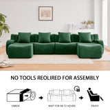 Green Modular Cloud Couch Loveseat with 1 Ottoman, Teddy Fabric Boneless Sectional Sofa in a Box, Comfortable Floor Sofa for Living Room, No Assembly Required, Sofas para Sala ODUSE-DAILY