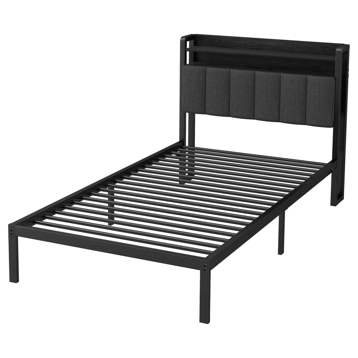 SOFTSEA Full Over Twin Bunk Bed with Desk, LED Lights & USB Charging Station, Detachable Loft Bed Frame with Bedside Shelves & Underbed Space for Kids Teens Adults, Black SOFTSEA