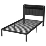 SOFTSEA Full Over Twin Bunk Bed with Desk, LED Lights & USB Charging Station, Detachable Loft Bed Frame with Bedside Shelves & Underbed Space for Kids Teens Adults, Black SOFTSEA