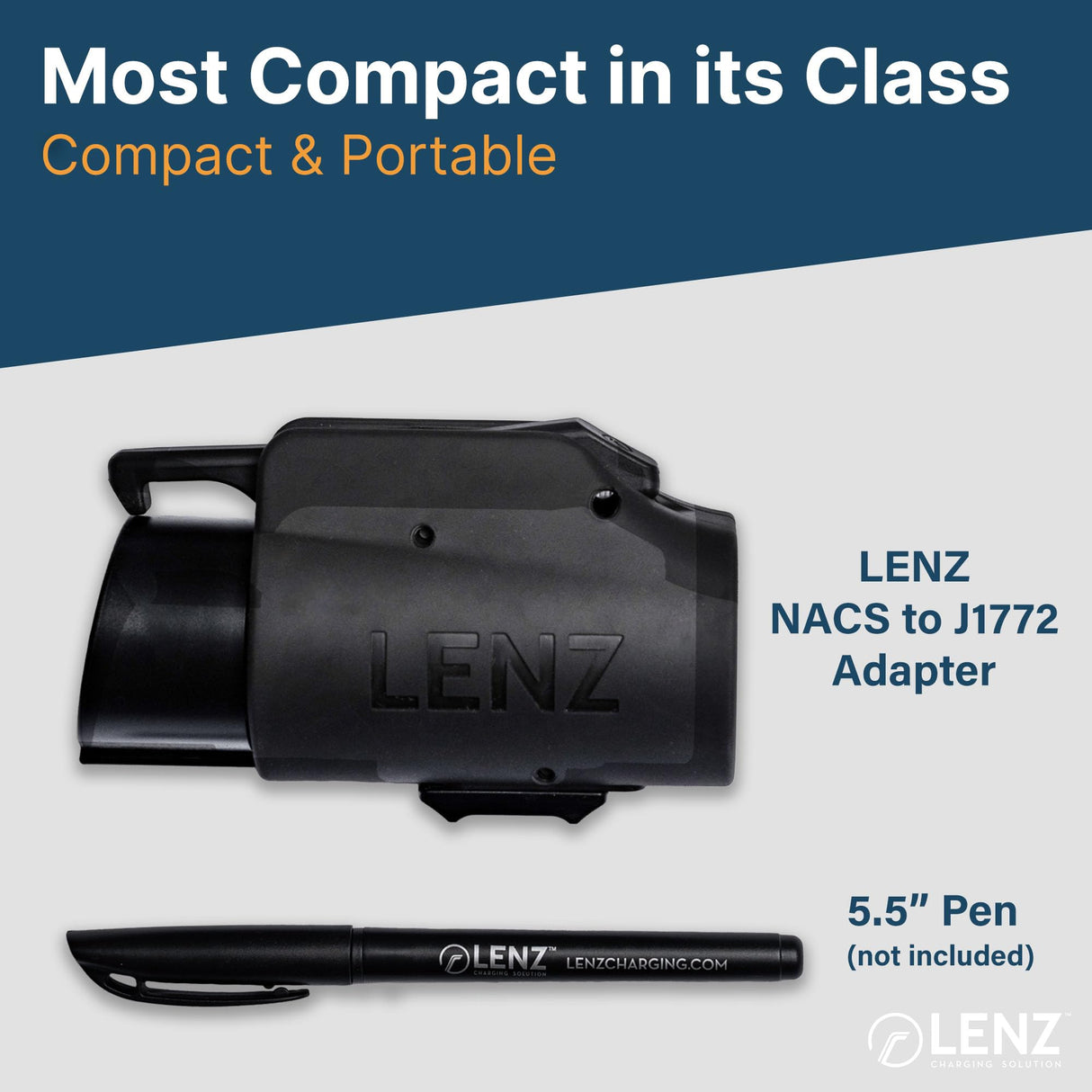 LENZ EV Charging Adapter for Tesla to J1772 (ONLY for J1772 EVs) Max 80 Amp, 240V, Ultra-Compact Design, Connect to Tesla Mobile Connectors and Destination Chargers (NOT Superchargers) LENZ