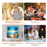 Artunion Framed Paint by Numbers Kit for Adults Beginners & Kids Ages 8-12,Summer Beach Paint by Number with Frame,Sunset Beach Paint by Numbers Kit on Canvas 10 * 10 Inch Without Easel Artunion