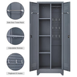 IRONFFICE Storage Cabinet with Lock,Metal Cabinets with Doors and Shelves,Functional Garage Storage Cabinet for Garage Home Office,Gray IRONFFICE