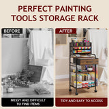 Homsorout Art cart, 3 Tier Rolling Cart - Utility Cart with Storage Drawer and Wheels, Versatile Art & Craft Organizer for Home, Office, or Studio Ideal for Storing Brushes, Paints （Brown） Homsorout