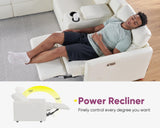 AMERLIFE Single Left Power Recliner, Reclining Sectional Couch with Console, 5 Seats L Shaped Anti-Scratch Leathaire Modular Couch with Cup Holder& USB Port, White AMERLIFE