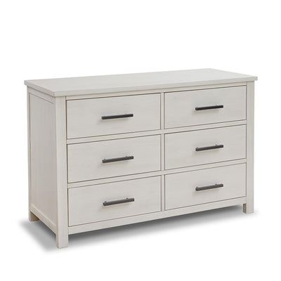 Sorelle Westley Double Dresser - 6 Drawer Solid Wood Nursery Dresser with Smooth Drawer Glides and Anti-Tip Kit, Convertible Changing Surface Ready, Brushed Ivory