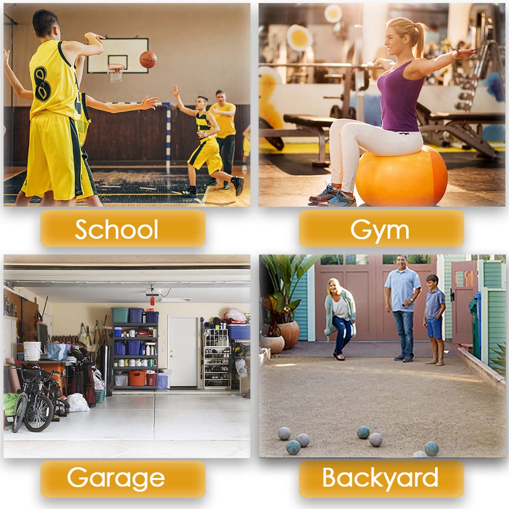 Snail 4-Tier Garage Sports Equipment Storage Organizer Sports Ball Storage Rolling Cart with Basket and Hooks Lockable Sports Ball Cage Storage Rack for Garages, Playgroup, Gym and Schools, Black Snail