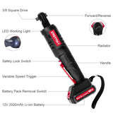 Eastvolt 12V Cordless Electric Ratchet Wrench Set, 3/8 Inch 35 Ft-lbs Power Wrench Tool Kit with Fast Charger, 2.0Ah Lithium-Ion Battery, 7-Pieces 3/8 Inch Metric Sockets and 1/4" Adaptor, Black + Red Eastvolt