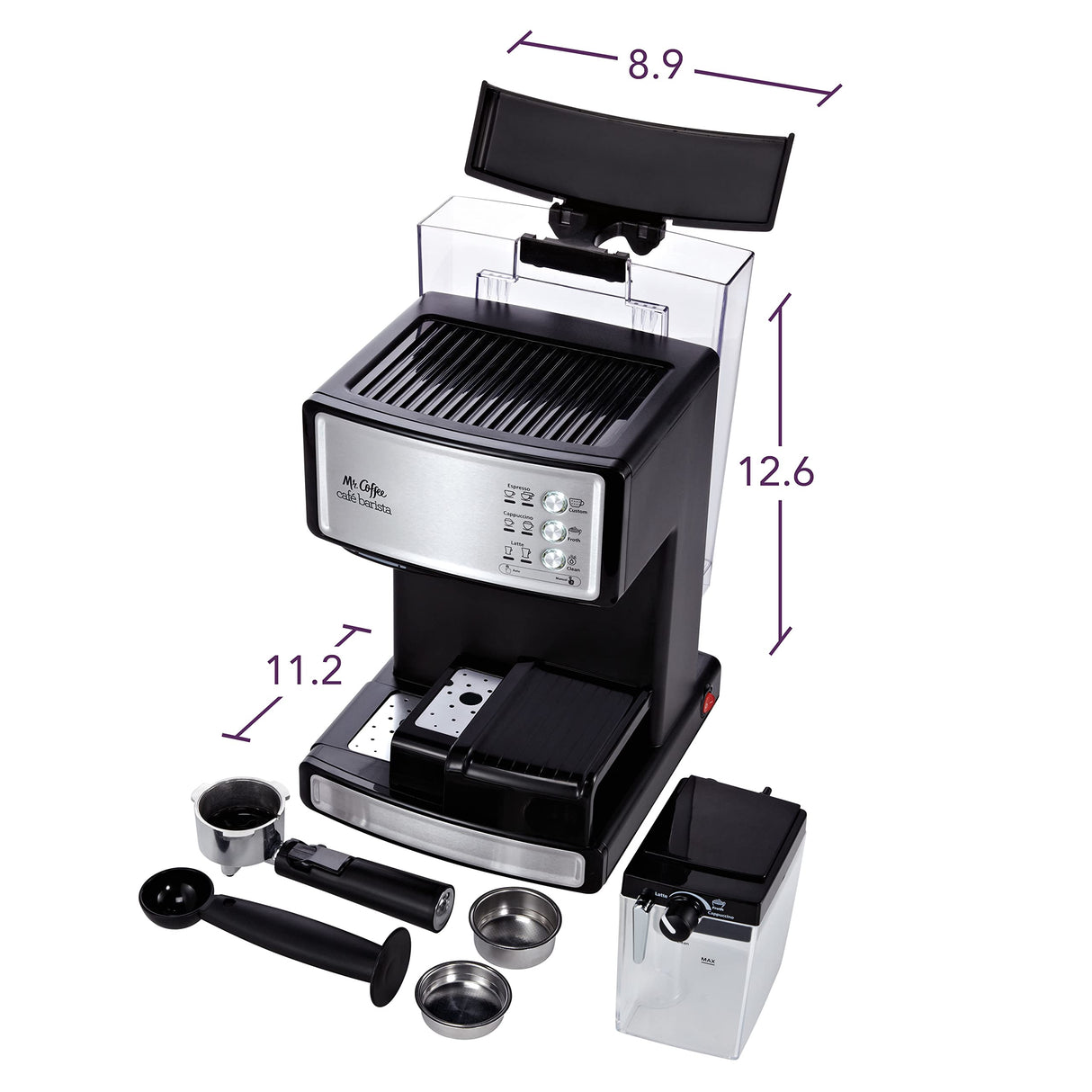 Mr. Coffee Espresso and Cappuccino Machine, Stainless Steel, Programmable Coffee Maker with Automatic Milk Frother, 15-Bar Pump, Ideal for Home Baristas Mr. Coffee