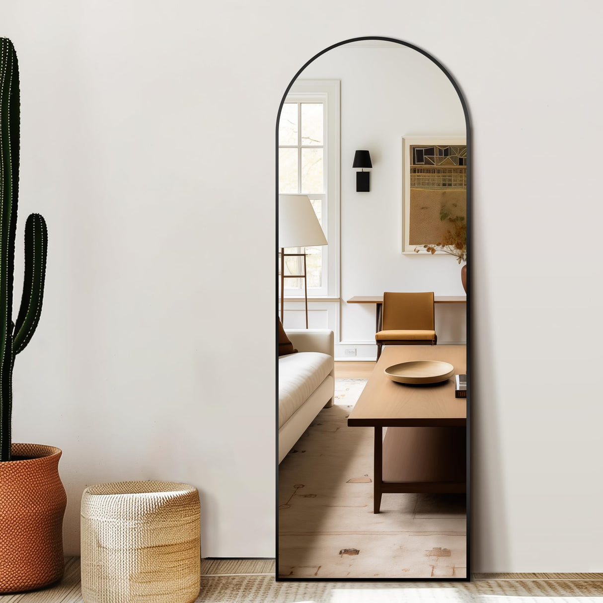 Delma Arched Mirror Full Length,Standing Mirror,Large Floor Mirror with Stand for Wall Entryway Door Bedroom Bathroom Living Room Delma