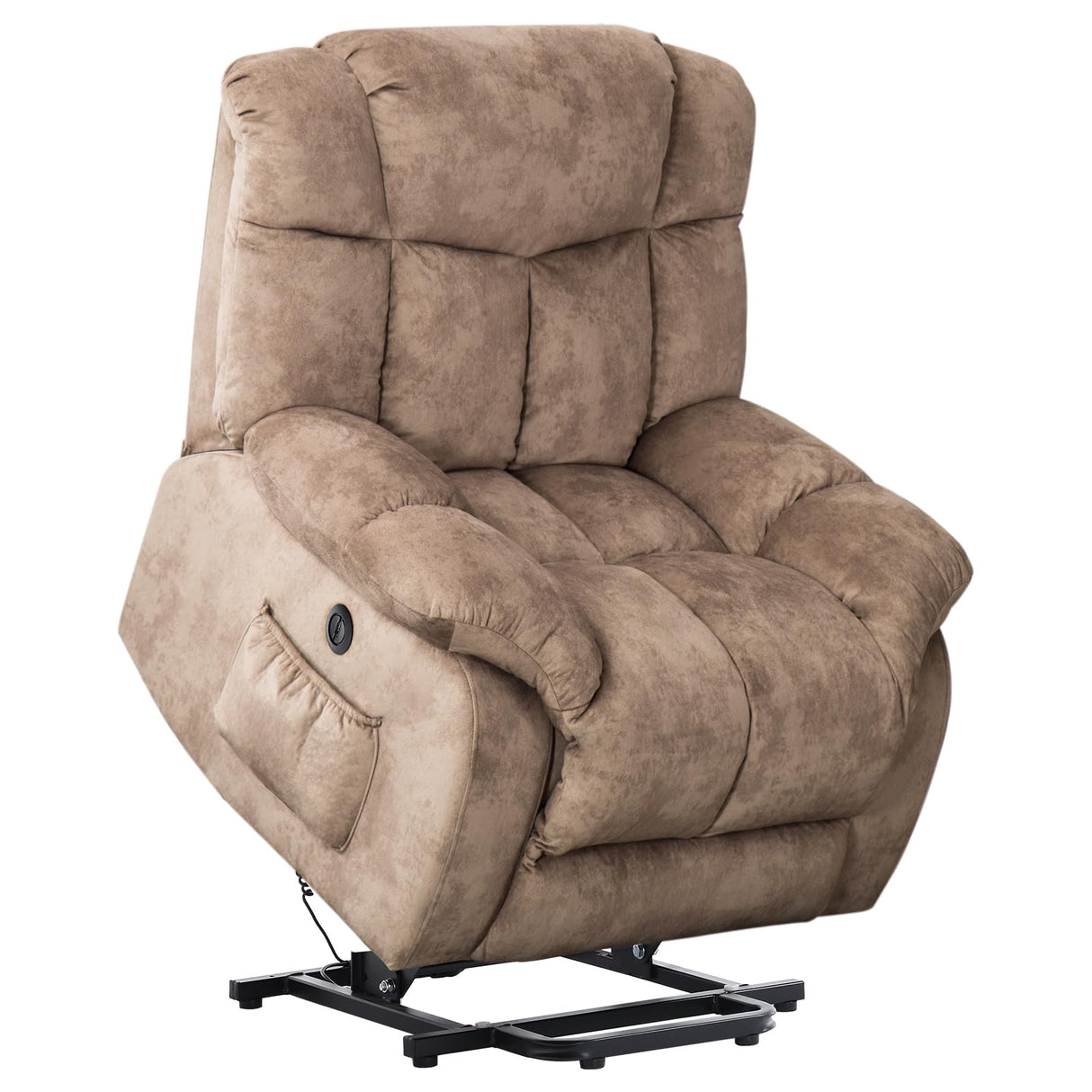 CANMOV Power Lift Recliner Chair for Elderly, Heavy Duty and Safety Motion Reclining Mechanism-Antiskid Fabric Sofa Living Room Chair with Overstuffed Design, Light Tan CANMOV