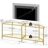 HOOBRO Corner TV Stand with Power Outlet for TVs up to 60", Modern 55" Corner TV Console Table with Open Shelves, Tempered Glass Media Entertainment Center for Living Room, Bedroom, Gold GD143UDS01 HOOBRO