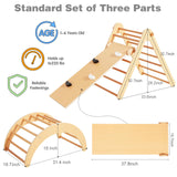 Beright 4 in 1 Pikler Triangle Gym, Montessori Foldable Climber with Ramp, Indoor Climbing Toys for Kids, Climbing Triangle for Toddlers Arch Climber, Rocker, Learning Waldorf Toy Structure, Natural Beright