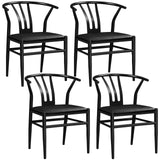 Yaheetech Leather Dining Chair 4pcs Mid-Century Modern Dining Chair with Backrest PU leather Seat Solid Metal Arm Chairs Black,Set of 4 Yaheetech