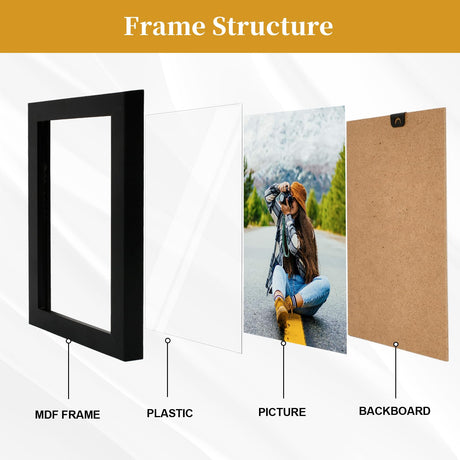 4x6 Picture Frame Set of 12, Wood Photo Frame for 4x6 Pictures, Tabletop or Wall Mount Display Picture Frames for Prints, Photos, Paintings, Landscape and Kids Artwork (Black) HappyHapi