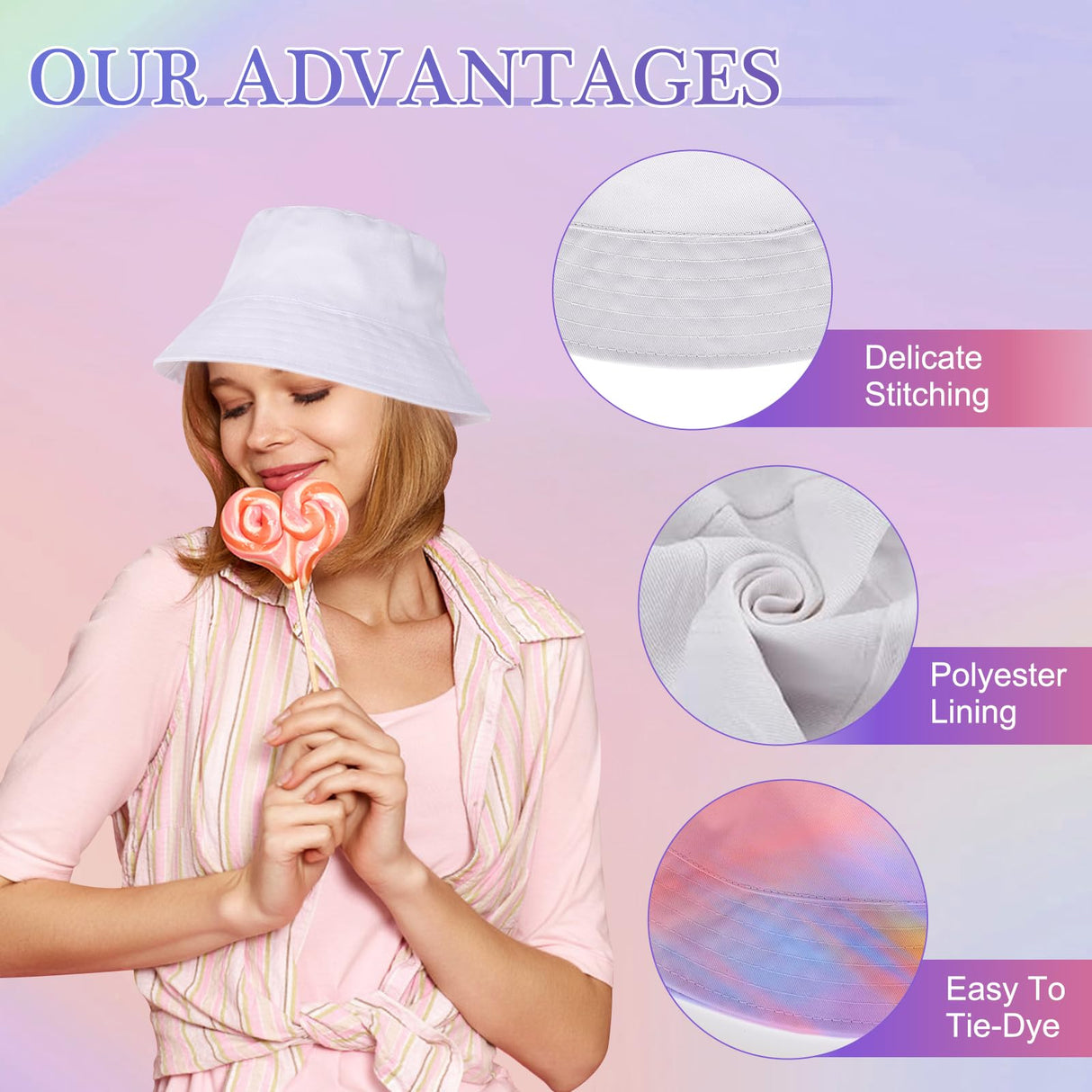 Ziimaikery 6 Pcs White Bucket Hats Bulk, Bucket Hat for Women Men Adult Summer Plain Fishing Bucket Cap Sublimation Hats Blank Beach Fishing Cap, Two Sided White, 22 Inches Circumference Ziimaikery