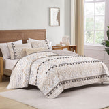 HORIMOTE HOME Boho Style Beige King Quilt Set with Tassle, Soft and Lightweight Bedspread for All Season, Full Size Bed Coverlet with 2 Matching Pillow Shams (3 Piece) HORIMOTE HOME