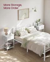 VASAGLE Nightstand, Side Table with Fabric Drawer, 24-Inch Tall End Table with Storage Shelf, Bedroom, White ULGS021W14 VASAGLE