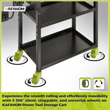 KAFAHOM Power Tool Cart with Charging Station, Rolling Cart with Drawer, Heavy Duty Power Tool Organizer with 360 Silent Wheels, Storage for Garage, Warehouse & Repair Shop KAFAHOM