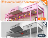 ODK Vanity Desk with Fabric Drawers & Storage Shelves, Makeup Dressing Table, Home Office Desks for Bedroom, Modern Simple Writing Desk,Pink, 48"x16" (No Mirror ODK