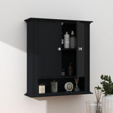 UYIHOME Wall Cabinet Over Toilet, Wall Mounted, Wooden Storage Cabinet with 2 Doors, Hanging Storage Cabinet Over Toilet, Upper Cabinet Storage Cupboard for Kitchen Laundry Room, Black UYIHOME