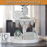 Decorative Tray - Two Tiered Tray Cupcake Stand Farmhouse Rustic 2 Tiered Serving Tray for Home and Kitchen Decor, Party, Weddings-Holiday Decoration Customizable Display Options(White) Krismax