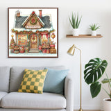 Christmas House Diamond Painting Kits for Adults, 5D Winter Diamond Art Kits for Adults Beginners, DIY Full Round Drill Diamond Dot Painting Gem Art Kits for Adult, Home Wall Decor 13.8x13.8 Inch LKHMVCA