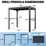 UPHYB 8x5 Louvered Pergola, Aluminum BBQ Pergola, Hardtop Gazebo for Outdoor Grill, Adjustable Rainproof Roof, Pergolas for Patio, Black UPHYB