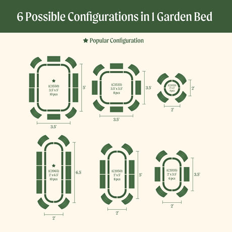 Vego garden Aluzinc Raised Garden Bed Kits, 17" Tall 6 in 1 Modular Metal Raised Planter Bed for Vegetables Flowers Patio Ground Planter Box-British Green Vego garden