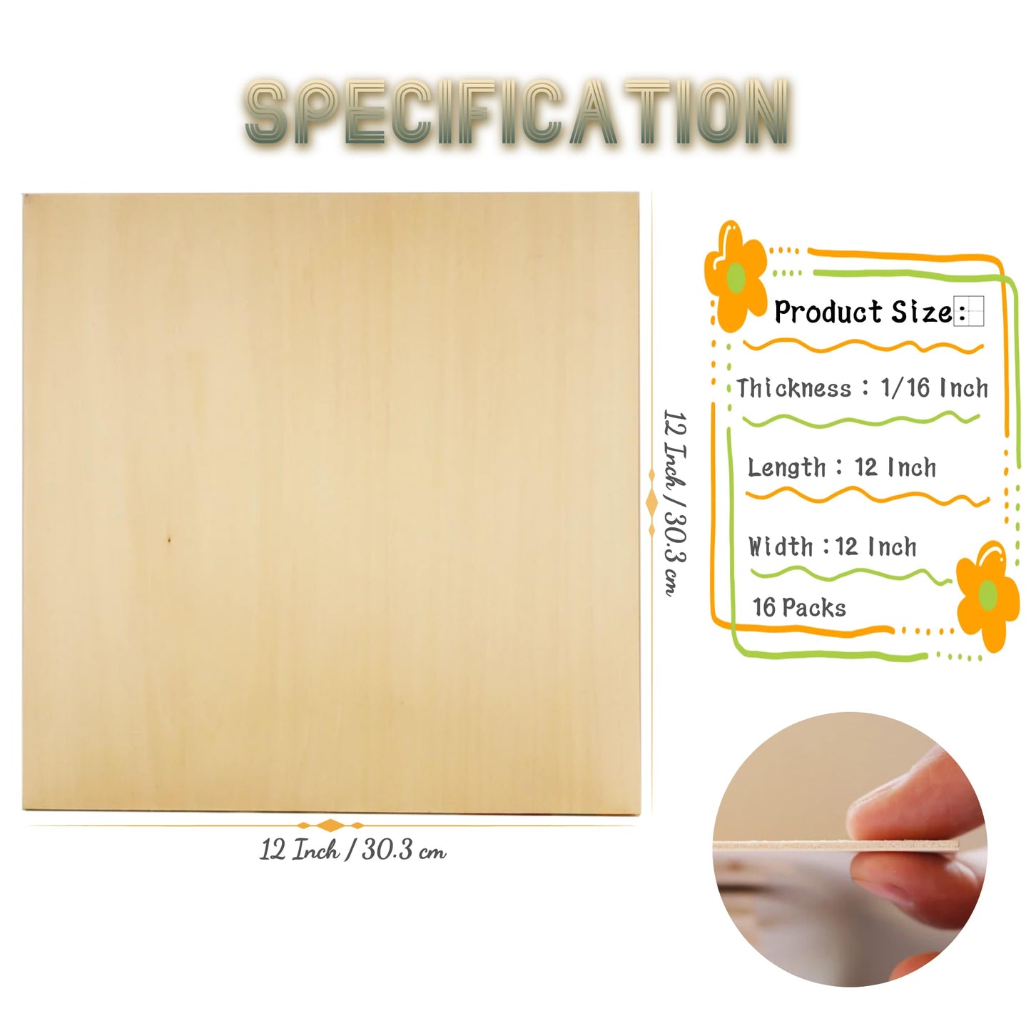 16PCS Basswood Sheets 1/16″×12″×12″,1/16'' Plywood Sheets Used for glowforge,1.5mm Unfinished Wood Perfect for Arts and DIY Crafts, School Projects, Wood Burning and Laser Projects - WoodArtSupply