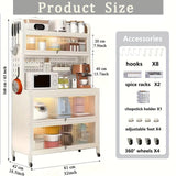 Voclym Bakers Rack with Wheels, 5-Tier Coffee Bar with Wheels, Microwave Stand with Storage, Kitchen Shelves for Kitchen Pantry, Storage Room, White Voclym