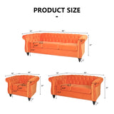 QHITTY Accent Sofa, Chesterfield Loveseat Modern Velvet Couch Upholstered Sofa with Tufted Back for Living Room Furniture (Orange) QHITTY