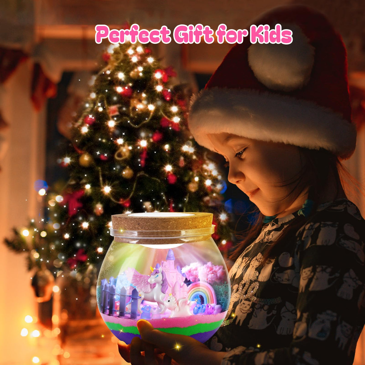 RONSTONE Uni-Corn Terrarium Kit Toys for Girls - Birthday for Girls Ages 4 5 6 7 8-12 Year Old - Light Up DIY Uni-Corn Arts and Crafts for Kids RONSTONE