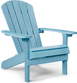 YEFU Adirondack Chair Plastic Weather Resistant, Patio Chairs, Looks Exactly Like Real Wood, Widely Used in Outdoor, Fire Pit, Deck, Outside, Garden, Campfire(Blue) YEFU