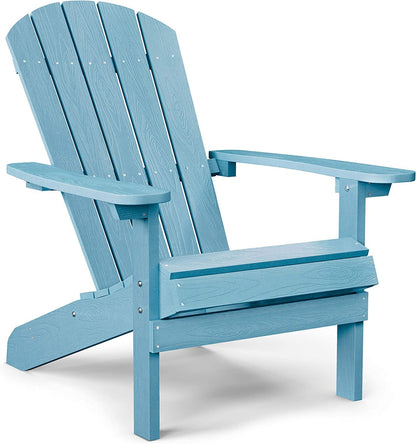 YEFU Adirondack Chair Plastic Weather Resistant, Patio Chairs, Looks Exactly Like Real Wood, Widely Used in Outdoor, Fire Pit, Deck, Outside, Garden, Campfire(Blue) - WoodArtSupply