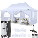 COBIZI 10x20 Pop Up Canopy with 6 Sidewalls, Conical Party Tent 10x20 with 3 Adjustable Height Waterproof, UV-Resistant with Carry Bag, Sandbag, Stake, Tents for Parties, Commercial (Frame Upgraded) COBIZI