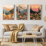 3 Pack Landscape Paint by Numbers Kit for Adults with Frame, Wildflowers Paint by Numbers, Adult Gift Craft Kits 7.8x11.8Inch with Frame and Easel Mandun