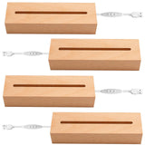 EATAKWARD 4 Pcs 5.9" Wood Rectangle Light Display Pedestal, Wooden LED Display Base Dimmable Colorful Lights Lamp Stand with USB Cable for Acrylic, Crystal, Night Light (Inner Slot, Square Base) EATAKWARD