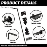 12" Heavy Duty Cane Bolt Gate Drop Rod Hardware Ground Latch for Wood PVC Vinyl Metal Fences Gates, Double Doors, Black Solid Steel -2 Pack Dreamxiang