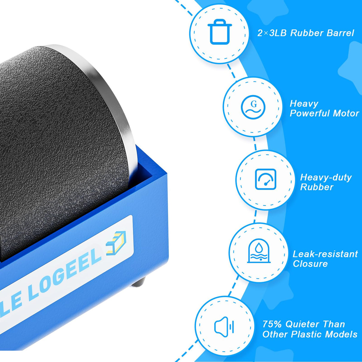 Leegol Electric 6LB Rock Tumbler Kit – Double Drum Rock Polisher for Kids & Adults Leegol Electric