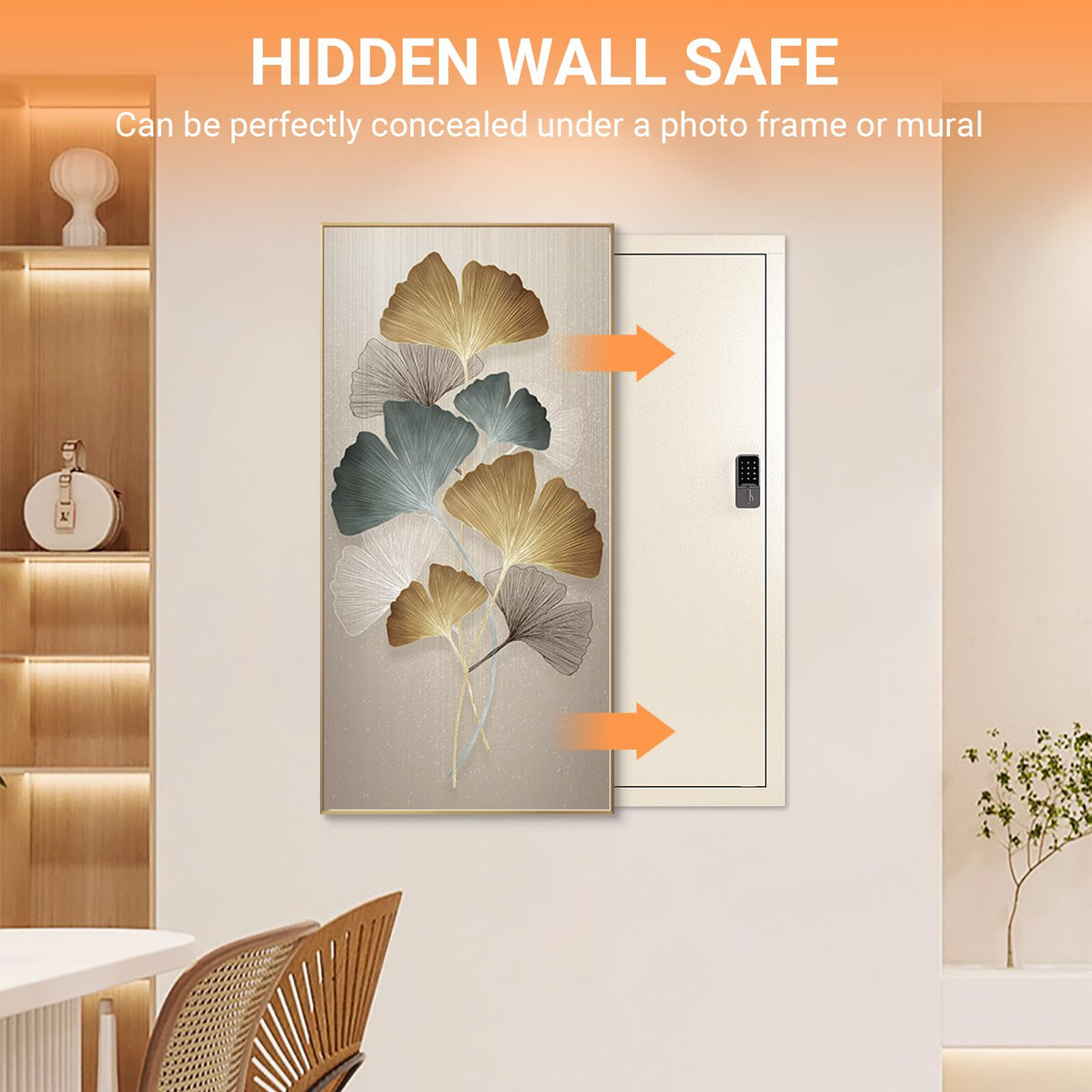 Zevemomo 53'' Tall Wall Safe, Gun Cabinets for Rifles and Shotguns with 2 Removable Shelves and Adjustable Gun Rack, in Wall Gun Safe between Studs for Gun, Money, Beige Zevemomo