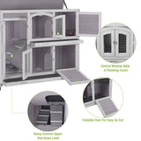 GUTINNEEN Rabbit Hutch Indoor Outdoor Bunny House Guinea Pig Cage on Wheel with Plastic Tray 47inch GUTINNEEN
