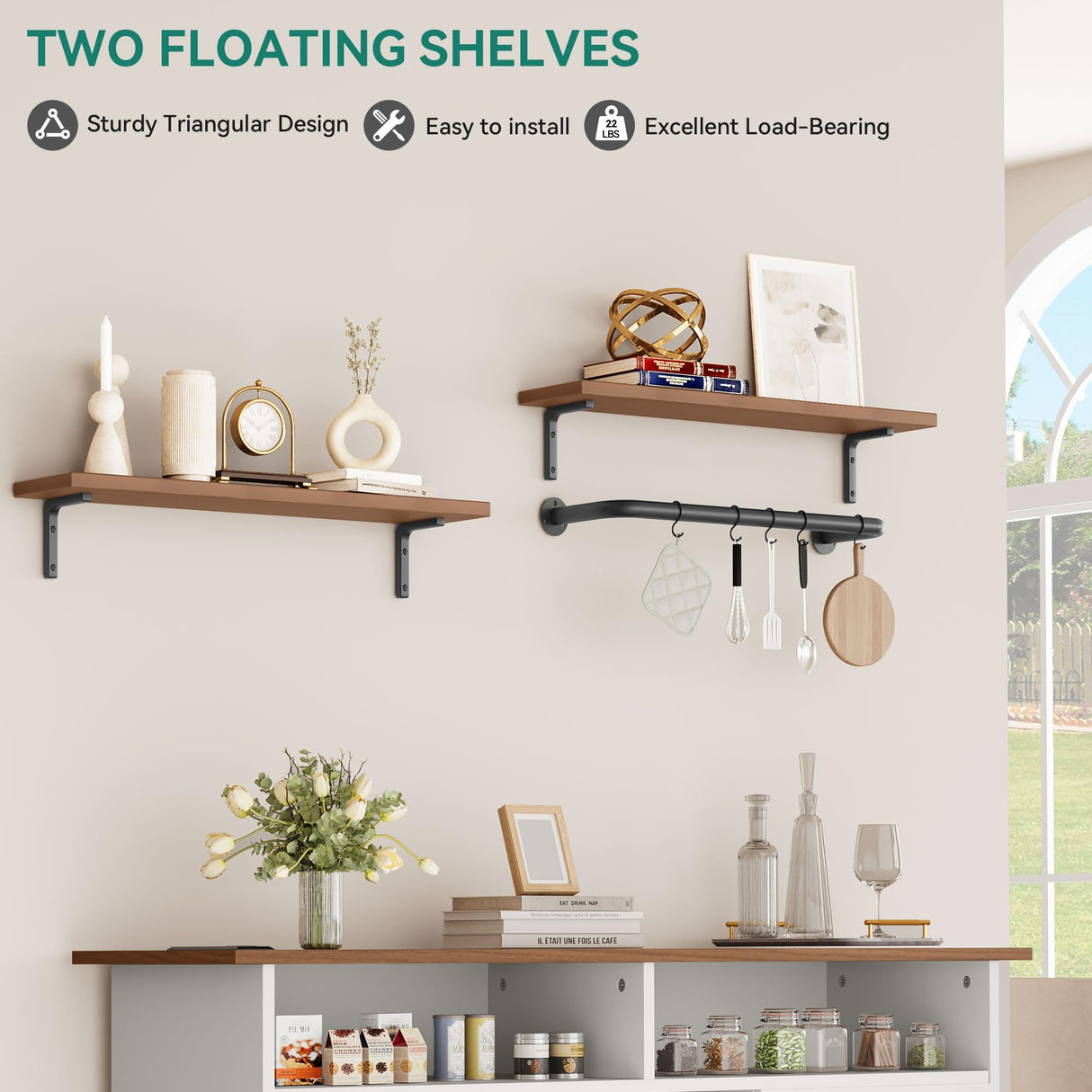 YITAHOME Sideboard Buffet Cabinet, 52" Farmhouse Coffee Bar with Power Outlet, Floating Shelves, Wine Storage for Kitchen & Living Room (White) YITAHOME