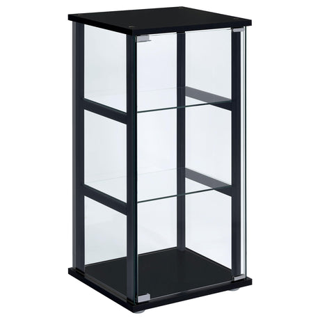 Coaster Home Furnishings Cyclamen 34-inch 3-Tier Clear Tempered Glass Curio Cabinet Display Case with Shelving Black 950179 Coaster Fine Furniture