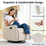 Jocisland Swivel Rocking Chair, Nursery Glider Recliner Chairs for Adults, Rocker for Living Room Bedroom, Comfy Upholstered Modern Nursing Reclining Single Sofa, Beige Linen Jocisland