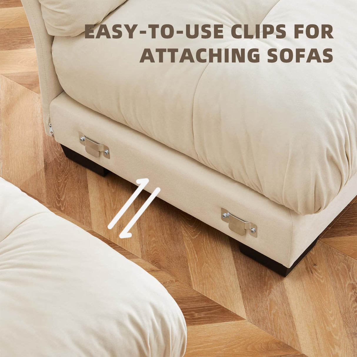 SoarTalent 93.7" Modern Oversized Modular Sectional Sofa 2-Seater Loveseat L-Shaped Cloud Couch with Ottoman,Pillows and Overthick Cushion for Living Room,Home Theater,Apartment,Velvet,Beige SoarTalent